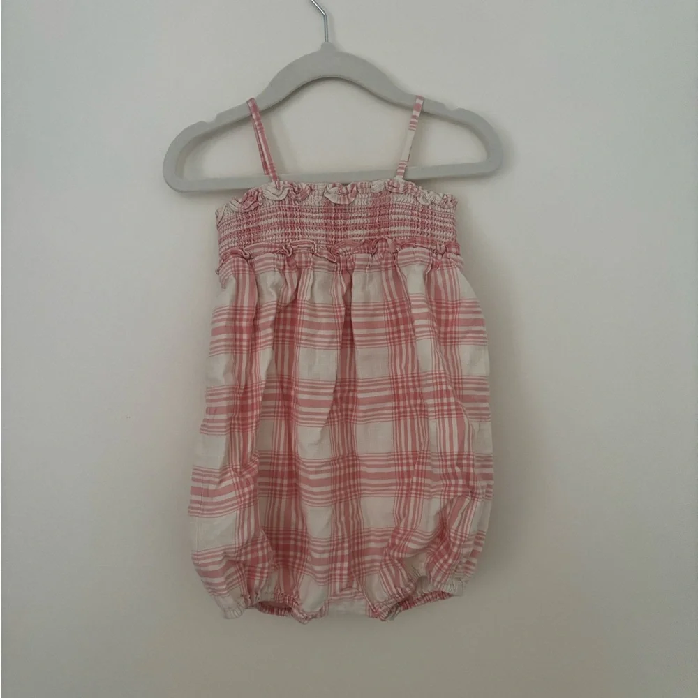 Ralph Lauren Pink and White Plaid Baby Girl One-Piece
